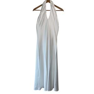 Show Me Your Mumu White Satin Halter Maxi Dress S Bridal Formal Gown USA‎